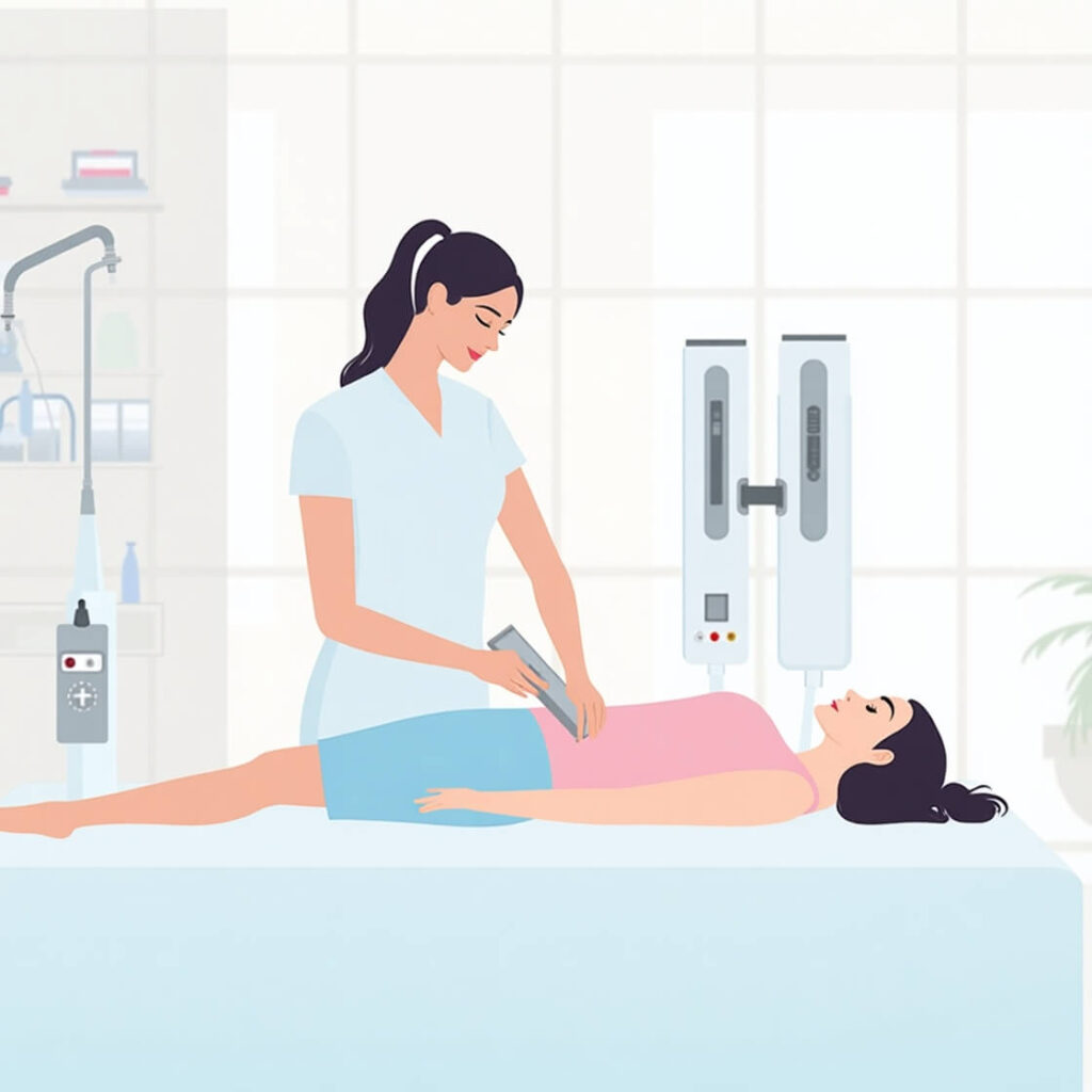 Ilustración del proceso paso a paso de los masajes reductores.